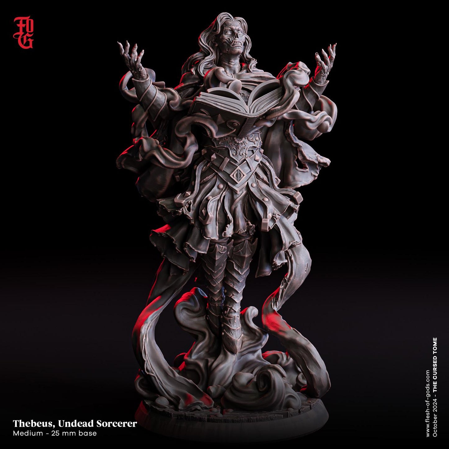 Thebeus, Undead Sorcerer (Hero)  32mm  Tabletop  Fantasy  D&D  Dungeons and Dragons  Pathfinder  DSA  Flesh of Gods