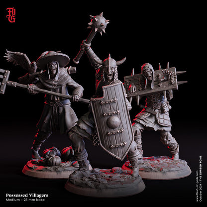 Possessed Villagers in 3 Variations (Enemy)  32mm  Tabletop  Fantasy  D&D  Dungeons and Dragons  Pathfinder  DSA  Flesh of Gods