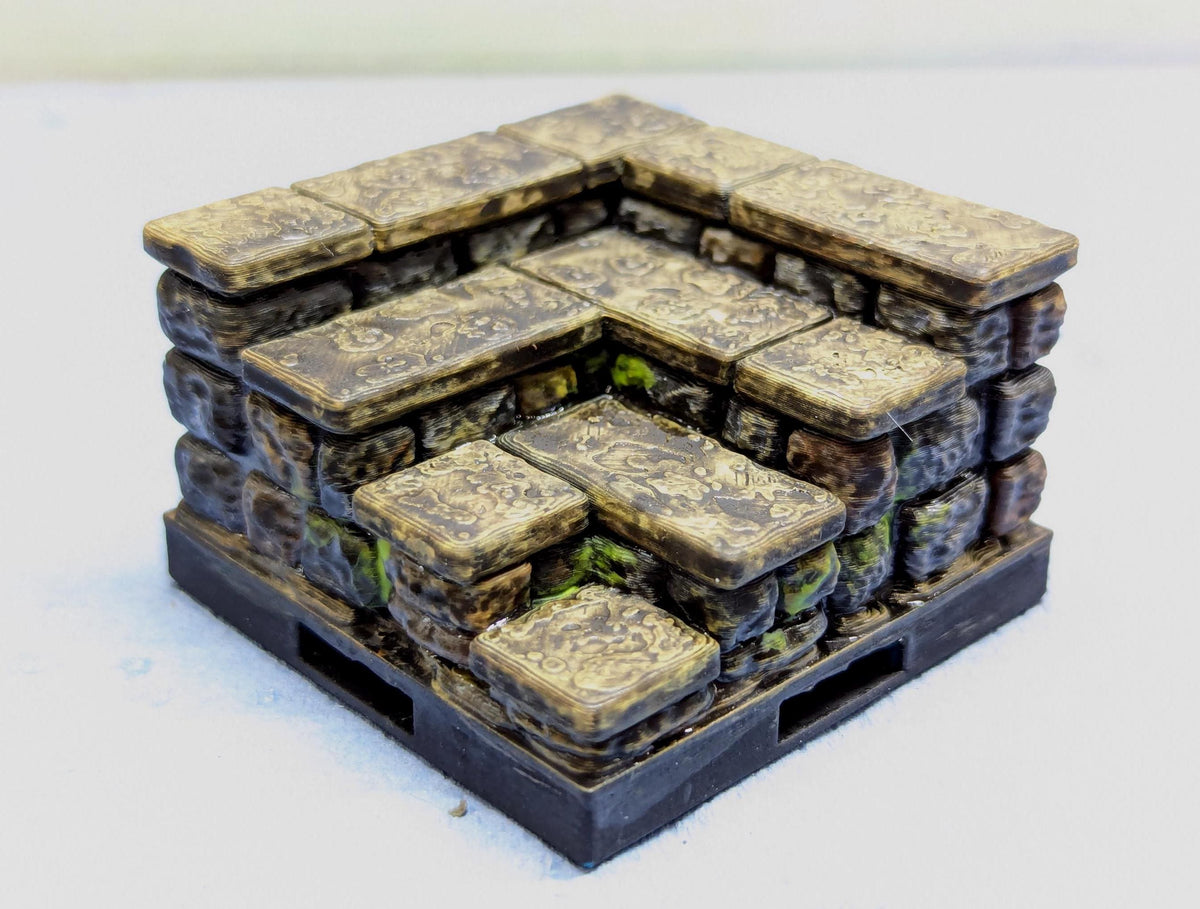 Dungeon - Erhöhung Treppe Ecke - 3D gedruckt - Gelände - Terrain - Fat Dragon Games 28mm - Ultimate Dragonlock - Scenery - Terrain