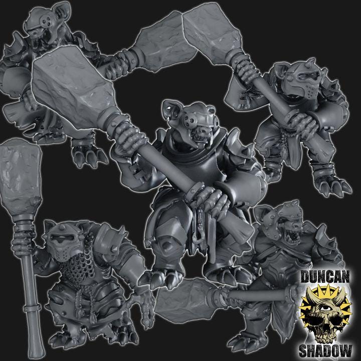 Gnolls mit großer Keule  32mm  Tabletop  Fantasy  Gaming  D&D  Dungeons and Dragons  Pathfinder  DSA Duncan Shadow