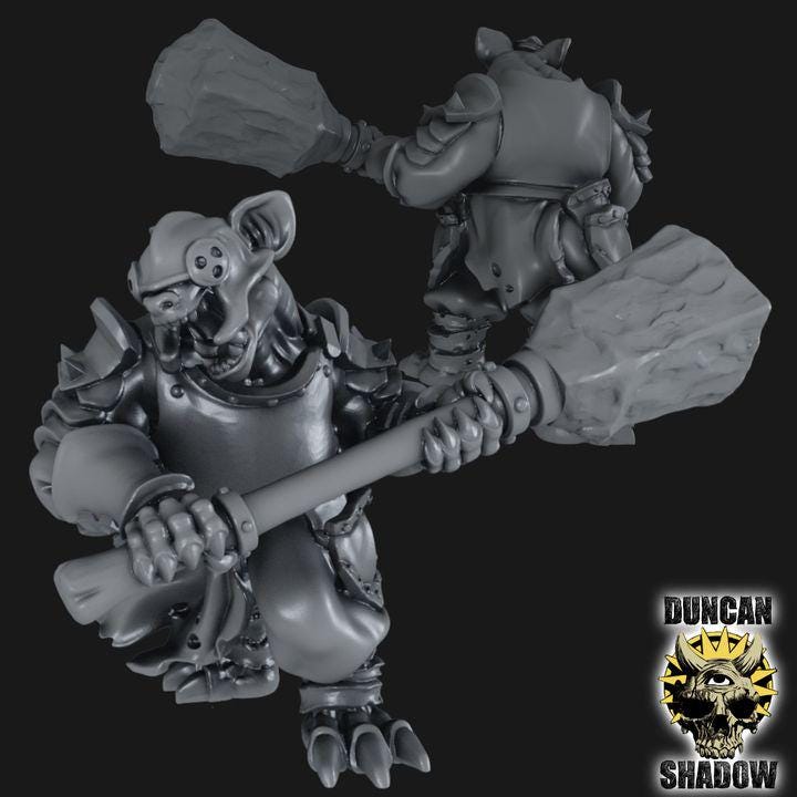 Gnolls mit großer Keule  32mm  Tabletop  Fantasy  Gaming  D&D  Dungeons and Dragons  Pathfinder  DSA Duncan Shadow
