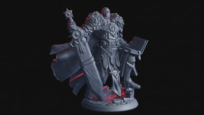 Lucian, Chevalier Lame-Soleil (Paladin Humain) – Figurine 32mm en résine | Flesh of Gods – Crimson Frost | Figurine Tabletop & RPG