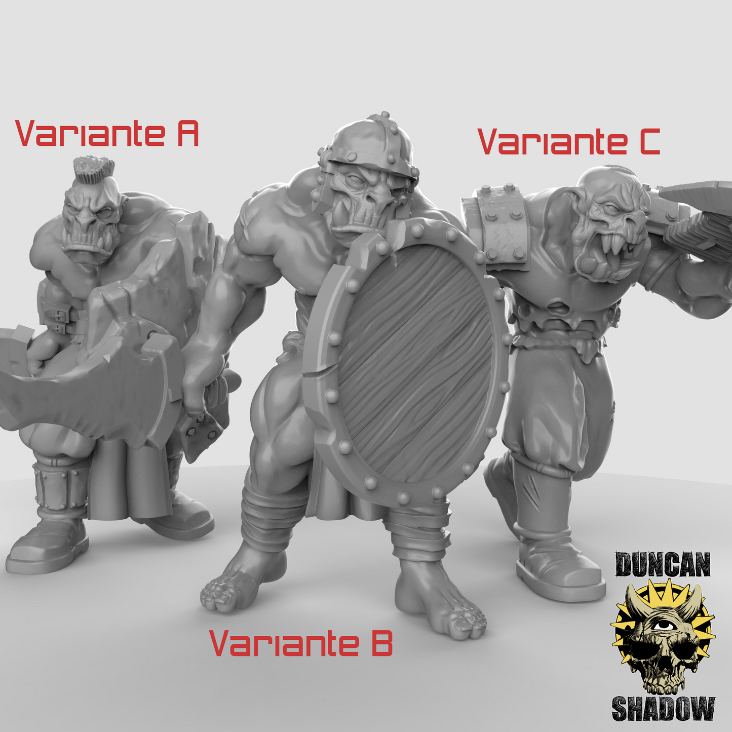 Orks mit Schwert und Schild – 32mm Resin Miniaturen für Tabletop, Wargaming & Pen & Paper | Design by Duncan Shadow