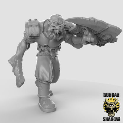 Orks mit Schwert und Schild – 32mm Resin Miniaturen für Tabletop, Wargaming & Pen & Paper | Design by Duncan Shadow