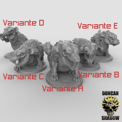 Giant Rats – 32mm Resin Miniaturen für Tabletop, Wargaming & Pen & Paper | 5 Varianten | Design by Duncan Shadow