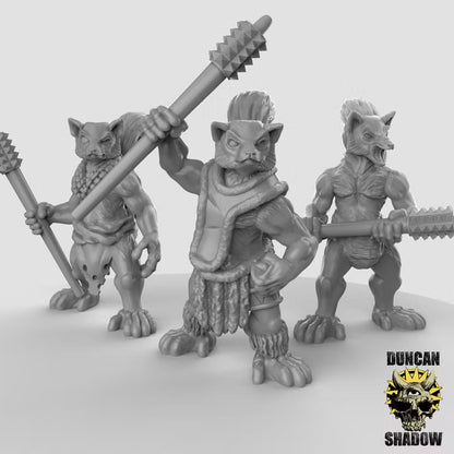 Lemur Folk with Warclubs – 32mm Resin Miniaturen für Tabletop, Wargaming, Pen & Paper | Design by Duncan Shadow