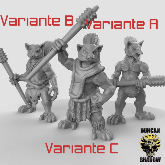 Lemur Folk with Warclubs – 32mm Resin Miniaturen für Tabletop, Wargaming, Pen & Paper | Design by Duncan Shadow