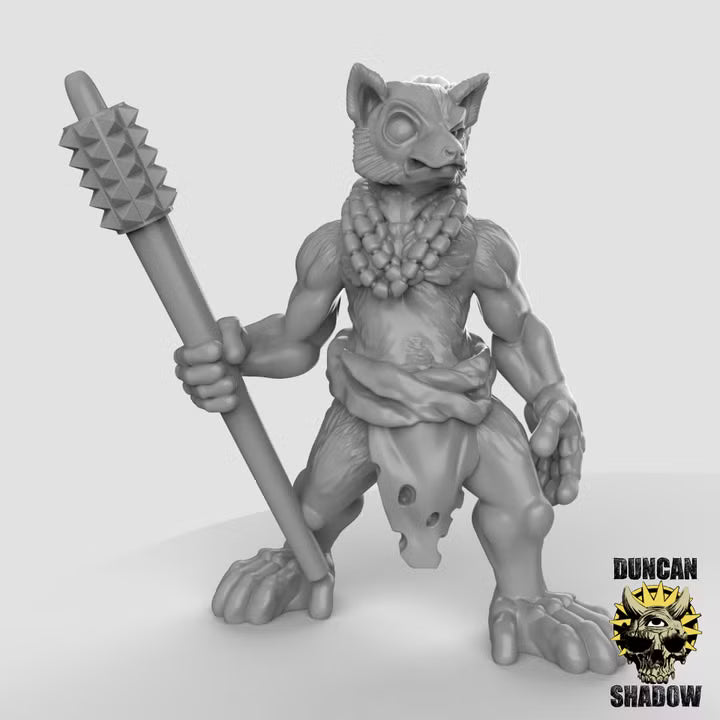 Lemur Folk with Warclubs – 32mm Resin Miniaturen für Tabletop, Wargaming, Pen & Paper | Design by Duncan Shadow