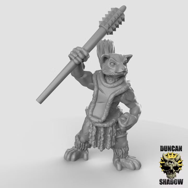 Lemur Folk with Warclubs – 32mm Resin Miniaturen für Tabletop, Wargaming, Pen & Paper | Design by Duncan Shadow