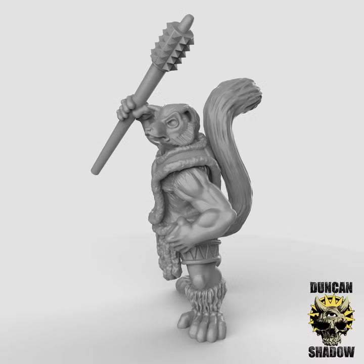 Lemur Folk with Warclubs – 32mm Resin Miniaturen für Tabletop, Wargaming, Pen & Paper | Design by Duncan Shadow