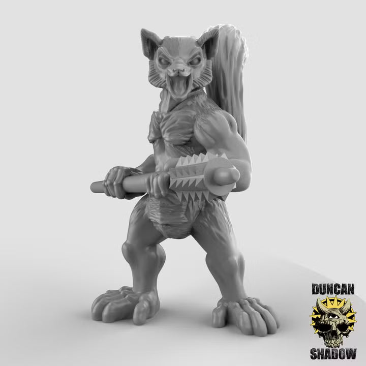 Lemur Folk with Warclubs – 32mm Resin Miniaturen für Tabletop, Wargaming, Pen & Paper | Design by Duncan Shadow