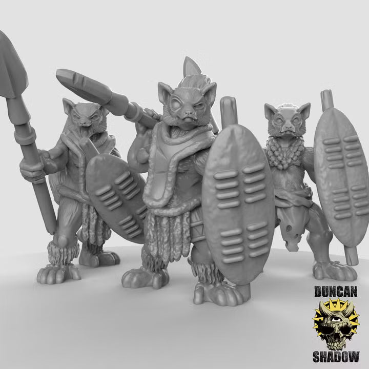 Lemur Folk with Spears – 32mm Resin Miniaturen für Tabletop, Wargaming, Pen&Paper | Design by Duncan Shadow