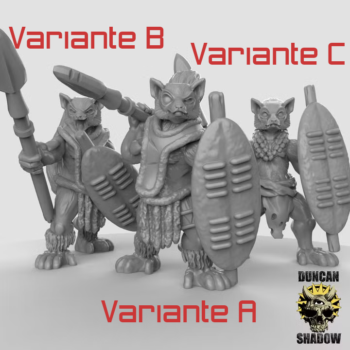 Lemur Folk with Spears – 32mm Resin Miniaturen für Tabletop, Wargaming, Pen&Paper | Design by Duncan Shadow