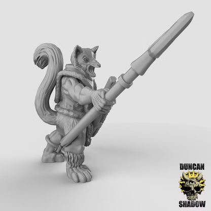 Lemur Folk with Spears – 32mm Resin Miniaturen für Tabletop, Wargaming, Pen&Paper | Design by Duncan Shadow