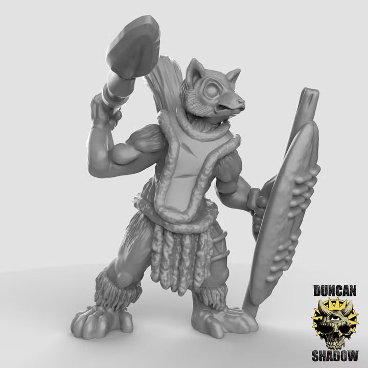 Lemur Folk with Spears – 32mm Resin Miniaturen für Tabletop, Wargaming, Pen&Paper | Design by Duncan Shadow