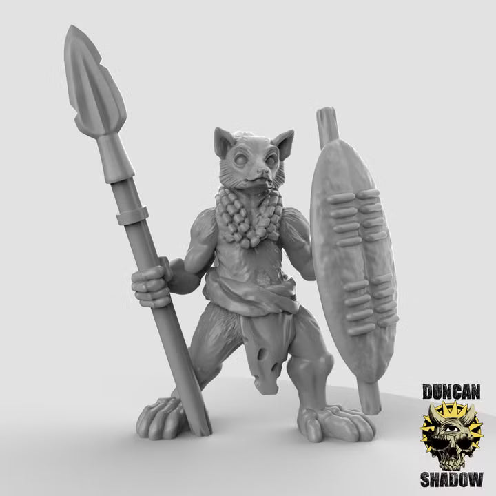 Lemur Folk with Spears – 32mm Resin Miniaturen für Tabletop, Wargaming, Pen&Paper | Design by Duncan Shadow