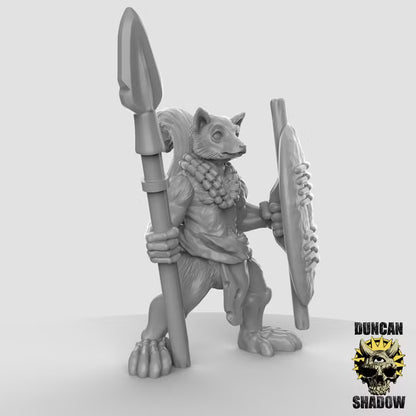 Lemur Folk with Spears – 32mm Resin Miniaturen für Tabletop, Wargaming, Pen&Paper | Design by Duncan Shadow