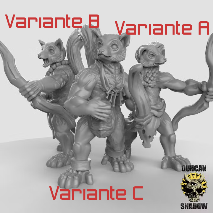 Lemur Folk with Bows – 32mm Resin Miniaturen für Tabletop, Wargaming, Pen&Paper | Design by Duncan Shadow