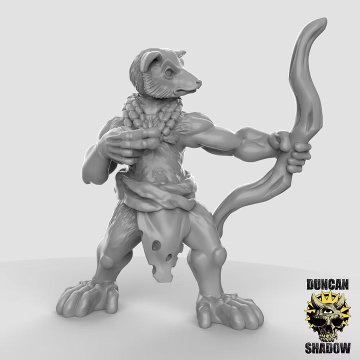 Lemur Folk with Bows – 32mm Resin Miniaturen für Tabletop, Wargaming, Pen&Paper | Design by Duncan Shadow