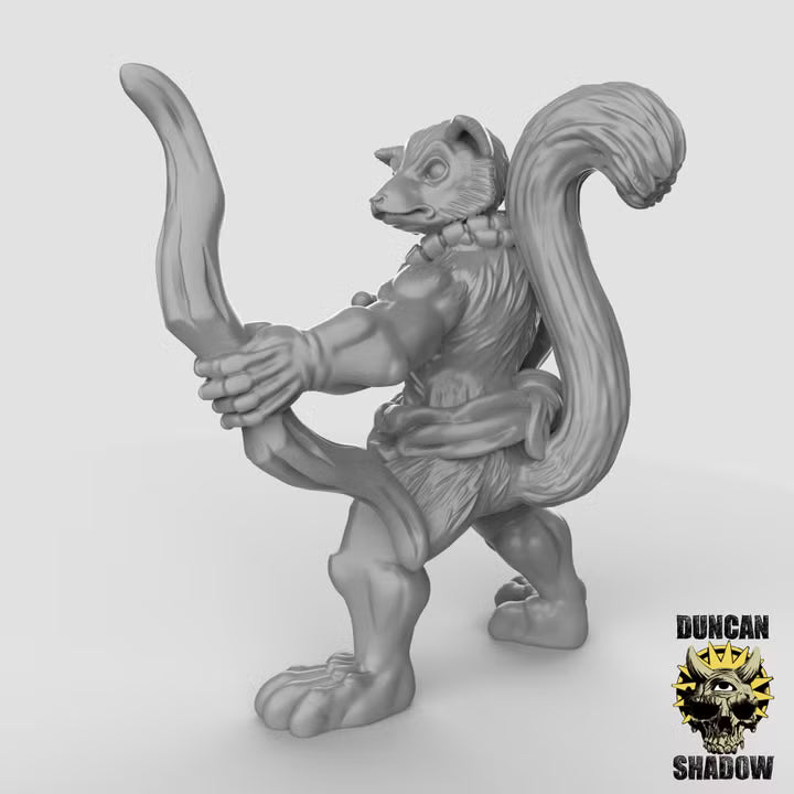 Lemur Folk with Bows – 32mm Resin Miniaturen für Tabletop, Wargaming, Pen&Paper | Design by Duncan Shadow