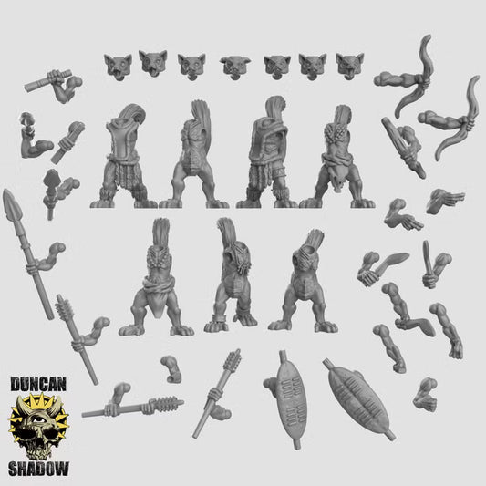 Lemur Folk Multipart-Kit – 32mm Resin Miniaturen mit 7 Körpern, 7 Köpfen & Waffenoptionen | Design by Duncan Shadow