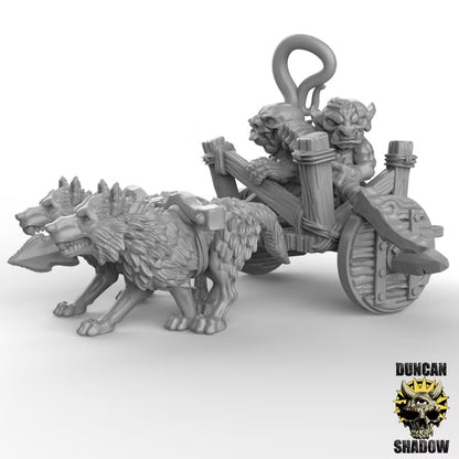 Goblin Chariot – 32mm Resin Kampfwagen mit Wölfen & Goblins für Tabletop, Wargaming & Pen & Paper | Design by Duncan Shadow
